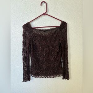 Chic Lace Blouse in Rich Brown